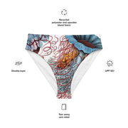 Discomedusae Jellyfish Bikini Bottoms | Haeckel Recycled High-Waisted Swimwear | Eco-Friendly Vintage Marine Art