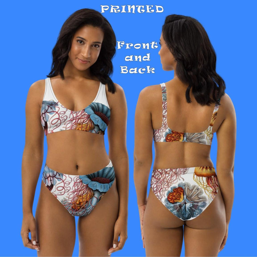Discomedusae Jellyfish Bikini Set | Ernst Haeckel Two-Piece Swimsuit | Recycled Eco-Friendly Swimwear | Vintage Marine Biology Art