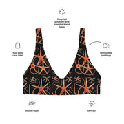 Asteroidea Starfish Black Bikini Top | Recycled Padded Swimwear with Vintage Albert I Illustration | Eco-Friendly Marine Life Pattern