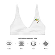 Minimalist Green Sea Turtle Bikini Top, Color-Splash Logo Design by Ocean Vista, Recycled Padded Swimwear, Eco-Friendly Ocean-Inspired Style