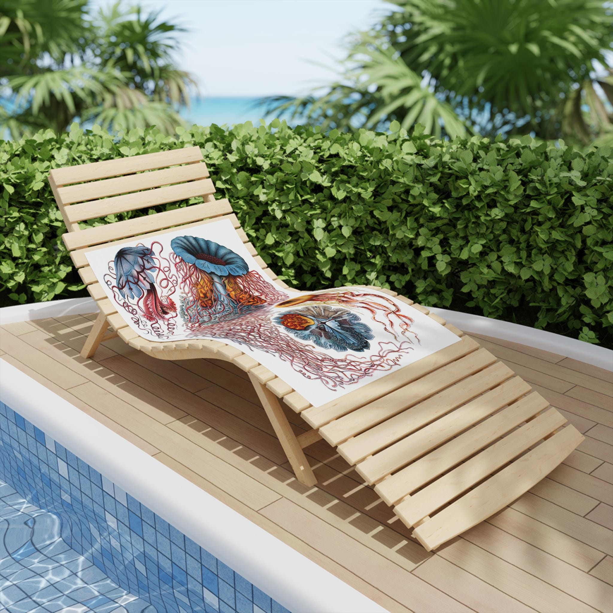 Beach Towels, Ernst Haeckel's 'Discomedusa' Jellyfish Design, Colorful Towels for Ocean Lovers, Large Beach Blankets, Coastal Home Decor,