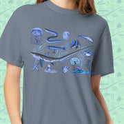 Deep Blue Ocean Creatures T-Shirt | Vintage Marine Life Art | Unisex Comfort Colors 1717 Shirt | Sea Animal Collage Gift for Ocean Lovers