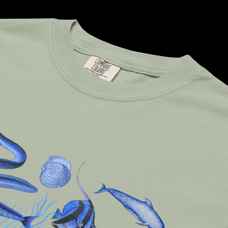 Deep Blue Ocean Creatures T-Shirt | Vintage Marine Life Art | Unisex Comfort Colors 1717 Shirt | Sea Animal Collage Gift for Ocean Lovers