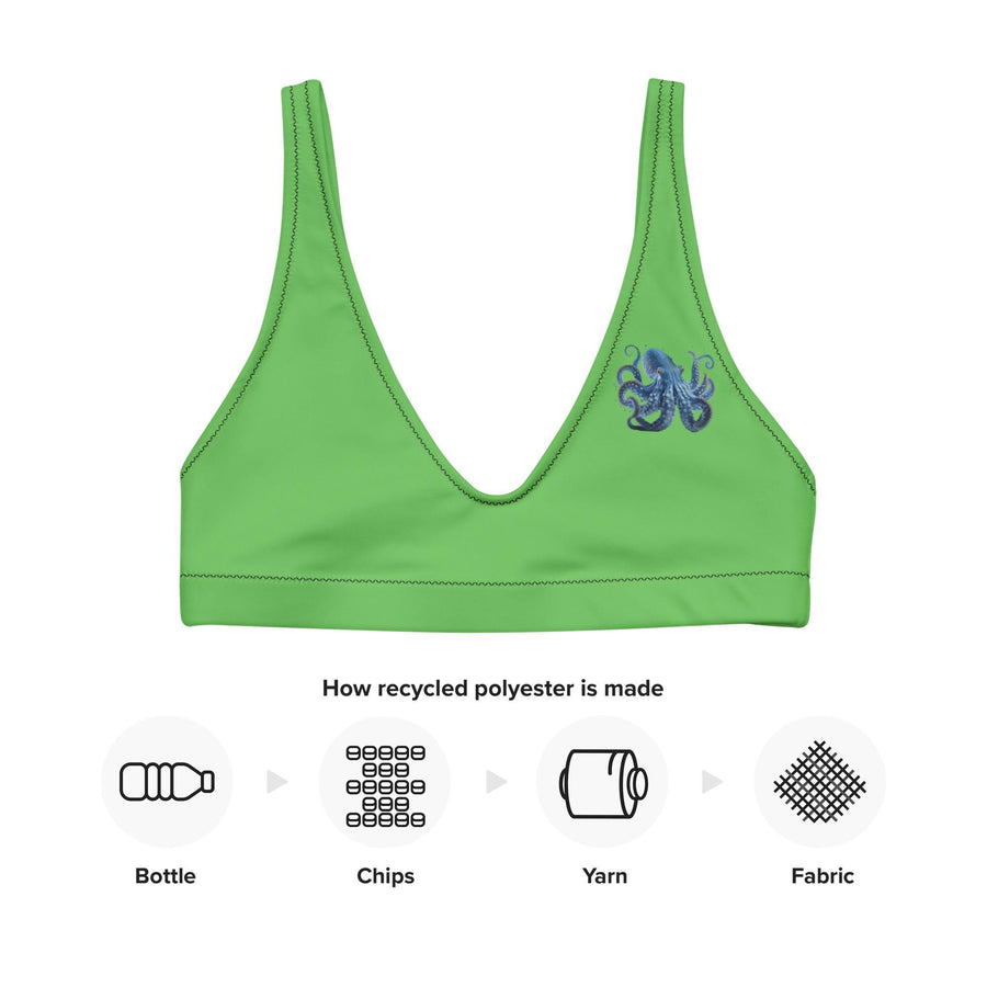 Minimalist Blue Octopus Bikini Top | Original Ocean Vista Artwork | Recycled Padded Swimwear | Eco-Friendly Ocean-Inspired Logo Style