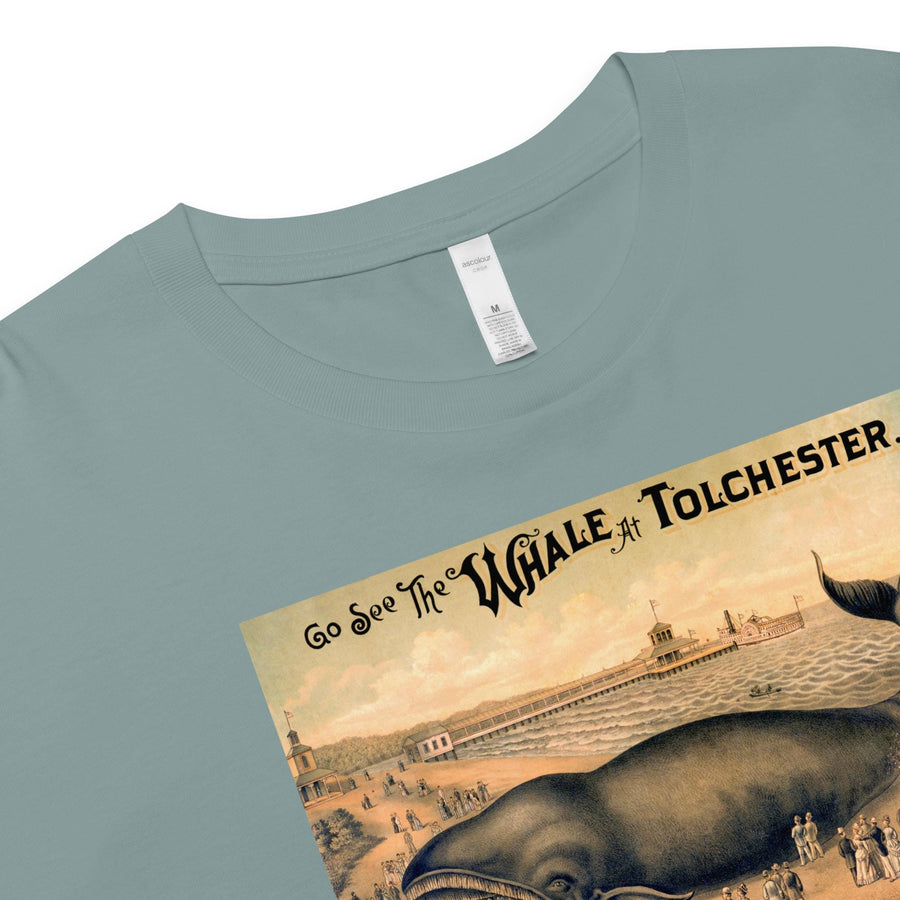Tolchester Whale Vintage Postcard Crop Top | 1889 Beach Resort Art | Kitsch Americana Shirt | 100% Combed Cotton | Summer Retro Gift