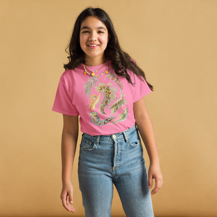 Nudibranchia Sea Slugs Youth T-Shirt, Ernst Haeckel Ocean Art, Restored Vintage Nudibranch Illustration, Gildan 5000B, Marine Kids Tee