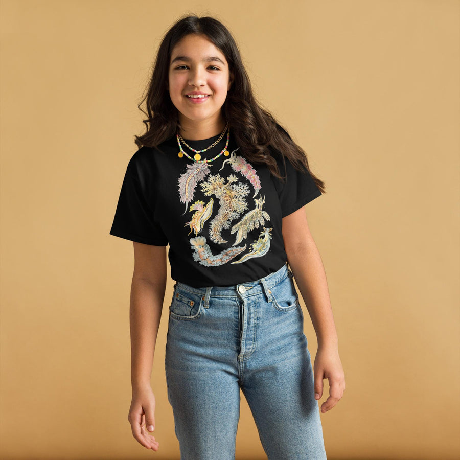 Nudibranchia Sea Slugs Youth T-Shirt, Ernst Haeckel Ocean Art, Restored Vintage Nudibranch Illustration, Gildan 5000B, Marine Kids Tee