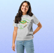 Protect the Oceans Youth T-Shirt | Endangered Green Sea Turtle Art, Save My Home Message, Gildan 5000B, Durable Eco Kids Shirt