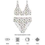 Vintage Fish Recycled Bikini | All-Over Print High-Waisted Swim Set | Bloch Seamless Pattern | Eco-Friendly UPF 50+ Swimwear