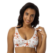 Asteroidea Starfish Bikini Top | Recycled Padded Swimwear with Vintage Albert I Illustration | Eco-Friendly Marine Life Pattern