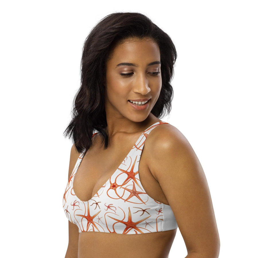 Asteroidea Starfish Bikini Top | Recycled Padded Swimwear with Vintage Albert I Illustration | Eco-Friendly Marine Life Pattern