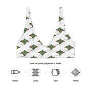 Stingray Bikini Top | Recycled Padded Swimwear with Vintage Adolphe Millot Art | Eco-Friendly Ocean Life Pattern