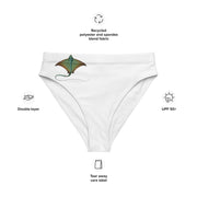 Stingray High-Waisted Bikini Bottoms | Vintage Adolphe Millot Sea Life Art | Eco-Friendly Recycled Swimwear | Ocean-Inspired Design