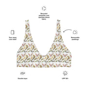 Nudibranchia Bikini Top | Recycled Padded Swimwear Featuring Ernst Haeckel&#39;s Sea Slugs | Eco-Friendly Vintage Ocean Pattern