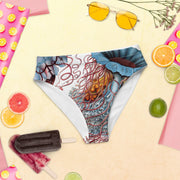 Discomedusae Jellyfish Bikini Bottoms | Haeckel Recycled High-Waisted Swimwear | Eco-Friendly Vintage Marine Art
