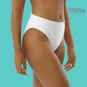 Solid (choice of 5 colors) Recycled high-waisted bikini bottom - companion to multiple tops. Make your own mix-n-match set.