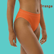 Solid (choice of 5 colors) Recycled high-waisted bikini bottom - companion to multiple tops. Make your own mix-n-match set.