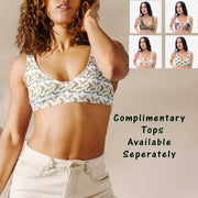 Solid (choice of 5 colors) Recycled high-waisted bikini bottom - companion to multiple tops. Make your own mix-n-match set.