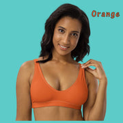 Solid Color (6) Recycled Bikini Top, Mix-and-Match Padded Swimwear, Eco-Friendly Minimalist Swim Top in Black, White, Orange, Green, or Blue