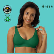 Solid Color (6) Recycled Bikini Top, Mix-and-Match Padded Swimwear, Eco-Friendly Minimalist Swim Top in Black, White, Orange, Green, or Blue