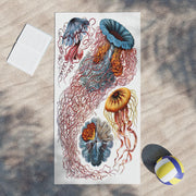 Beach Towels, Ernst Haeckel's 'Discomedusa' Jellyfish Design, Colorful Towels for Ocean Lovers, Large Beach Blankets, Coastal Home Decor,