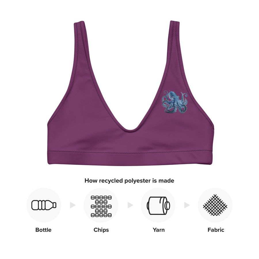 Minimalist Blue Octopus Bikini Top | Original Ocean Vista Artwork | Recycled Padded Swimwear | Eco-Friendly Ocean-Inspired Logo Style