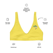 Minimalist Green Sea Turtle Bikini Top, Color-Splash Logo Design by Ocean Vista, Recycled Padded Swimwear, Eco-Friendly Ocean-Inspired Style