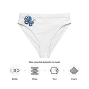 Minimalist Blue Octopus WHIET Bikini Bottoms, Original Ocean Vista Artwork, Recycled Material Swimwear, Eco-Friendly Marine-Inspired Design