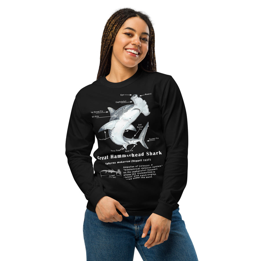 Hammerhead Shark Anatomy Long Sleeve Shirt – Comfort Colors 6014