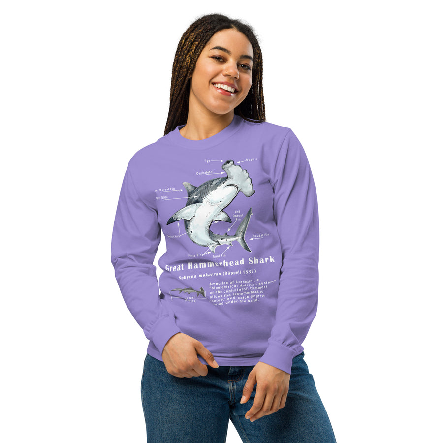 Hammerhead Shark Anatomy Long Sleeve Shirt – Comfort Colors 6014