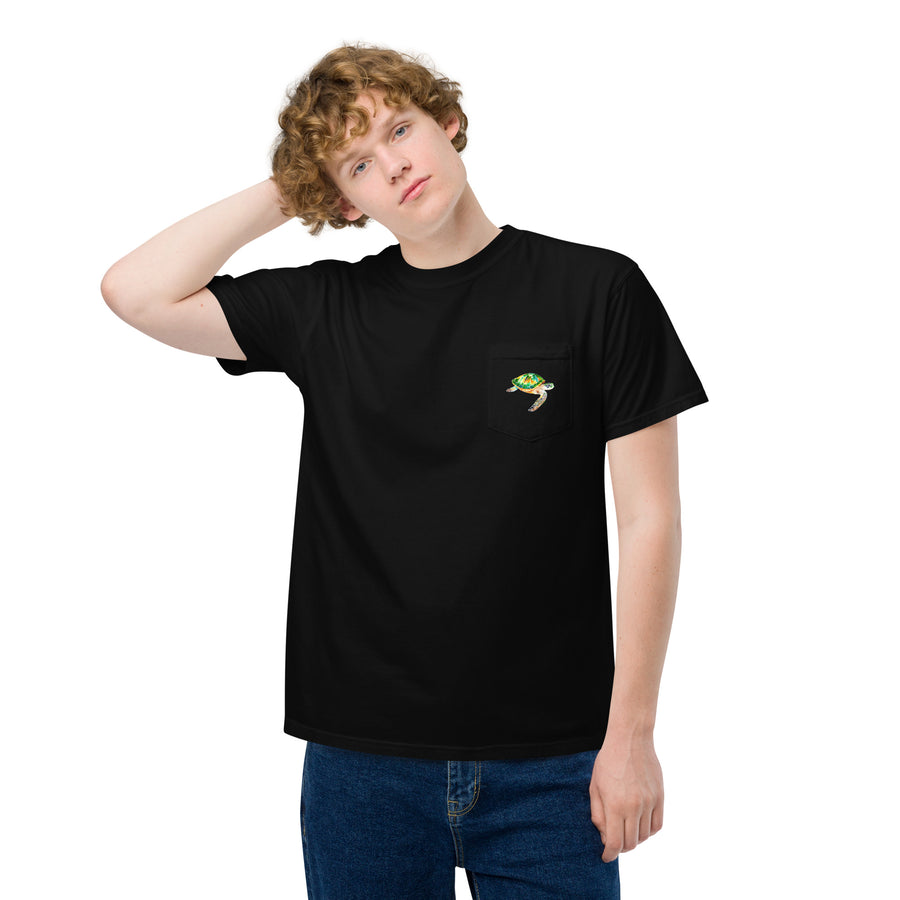 Green Sea Turtle Unisex garment-dyed pocket t-shirt