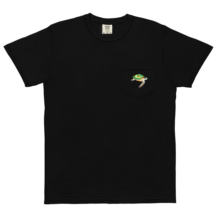Green Sea Turtle Unisex garment-dyed pocket t-shirt