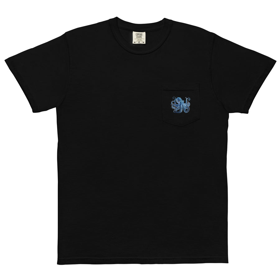 Blue Octopus Unisex garment-dyed pocket t-shirt