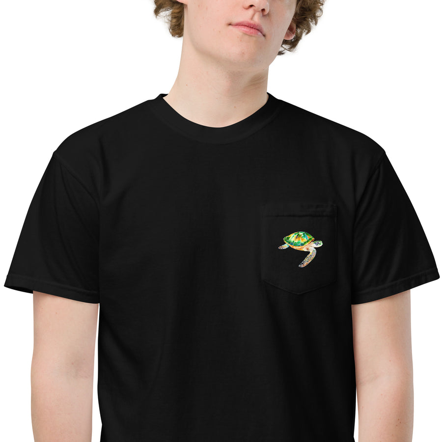 Green Sea Turtle Unisex garment-dyed pocket t-shirt