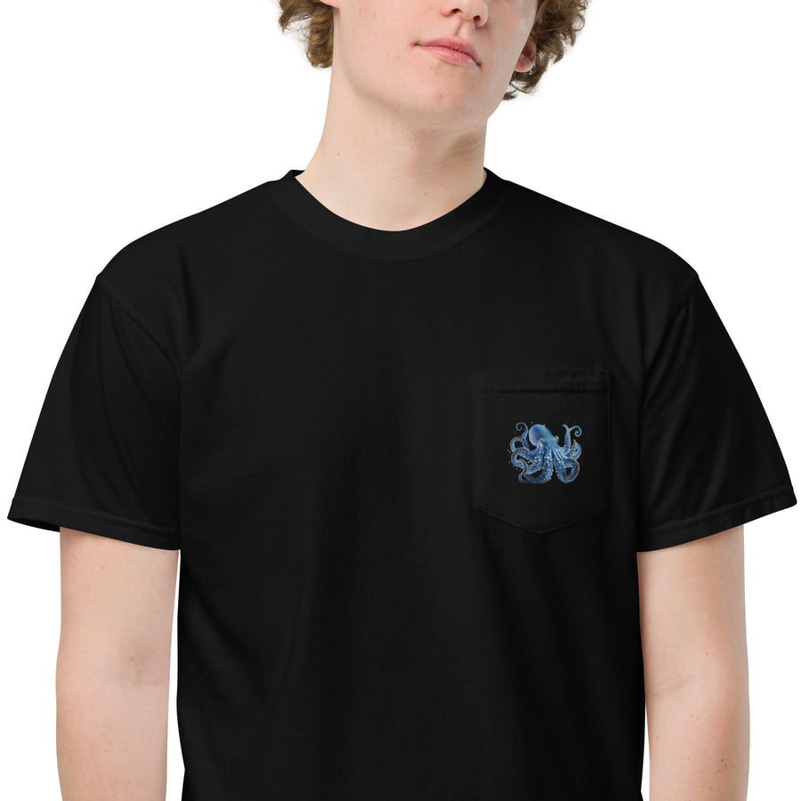 Blue Octopus Unisex garment-dyed pocket t-shirt
