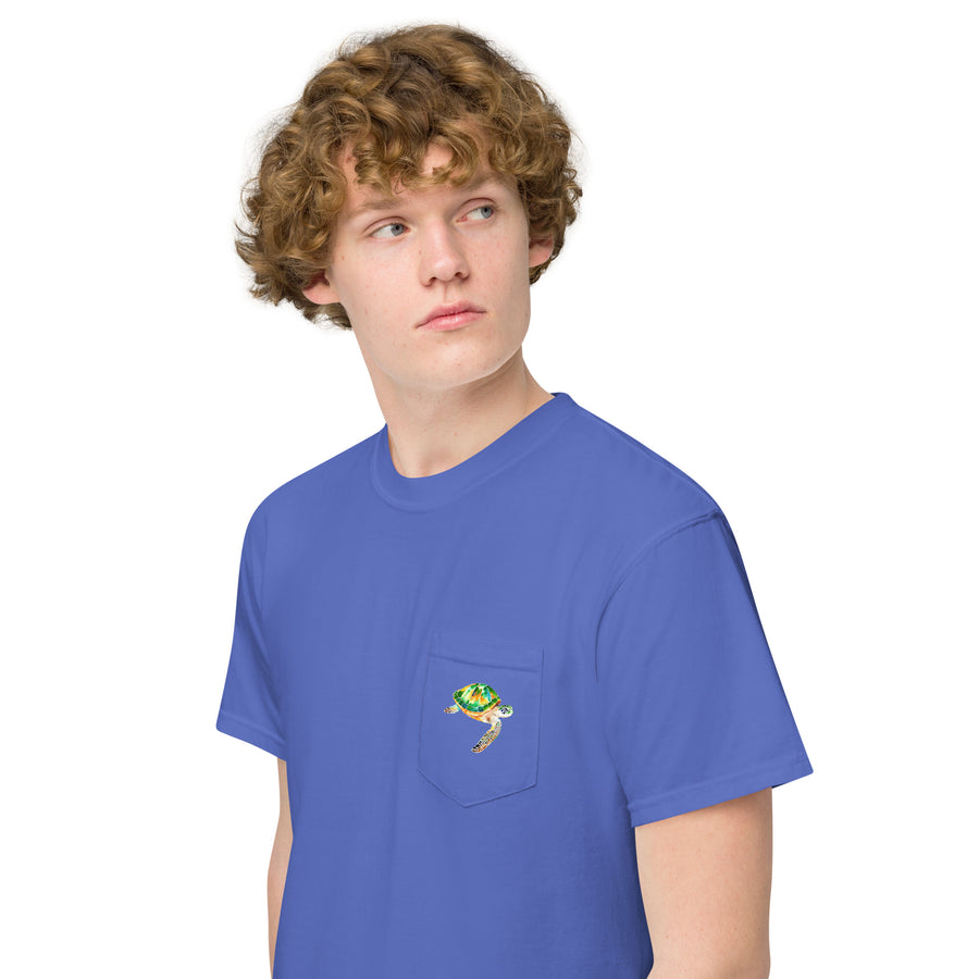 Green Sea Turtle Unisex garment-dyed pocket t-shirt