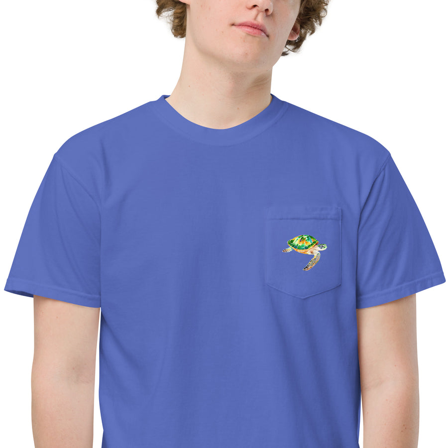 Green Sea Turtle Unisex garment-dyed pocket t-shirt