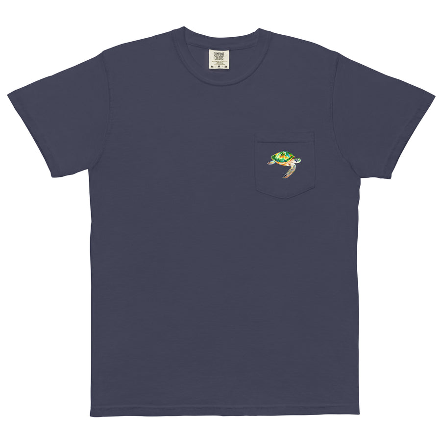 Green Sea Turtle Unisex garment-dyed pocket t-shirt