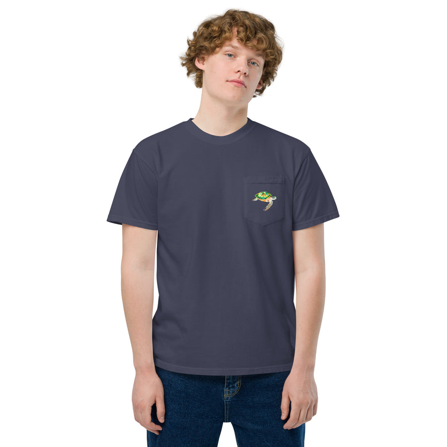 Green Sea Turtle Unisex garment-dyed pocket t-shirt