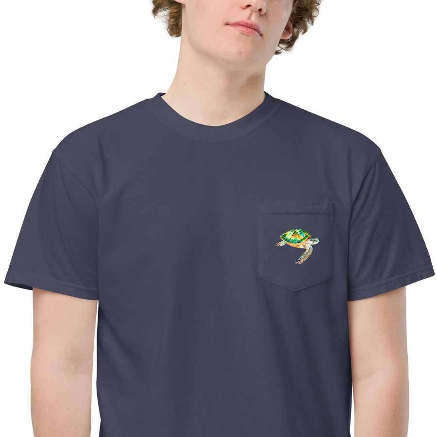 Green Sea Turtle Unisex garment-dyed pocket t-shirt