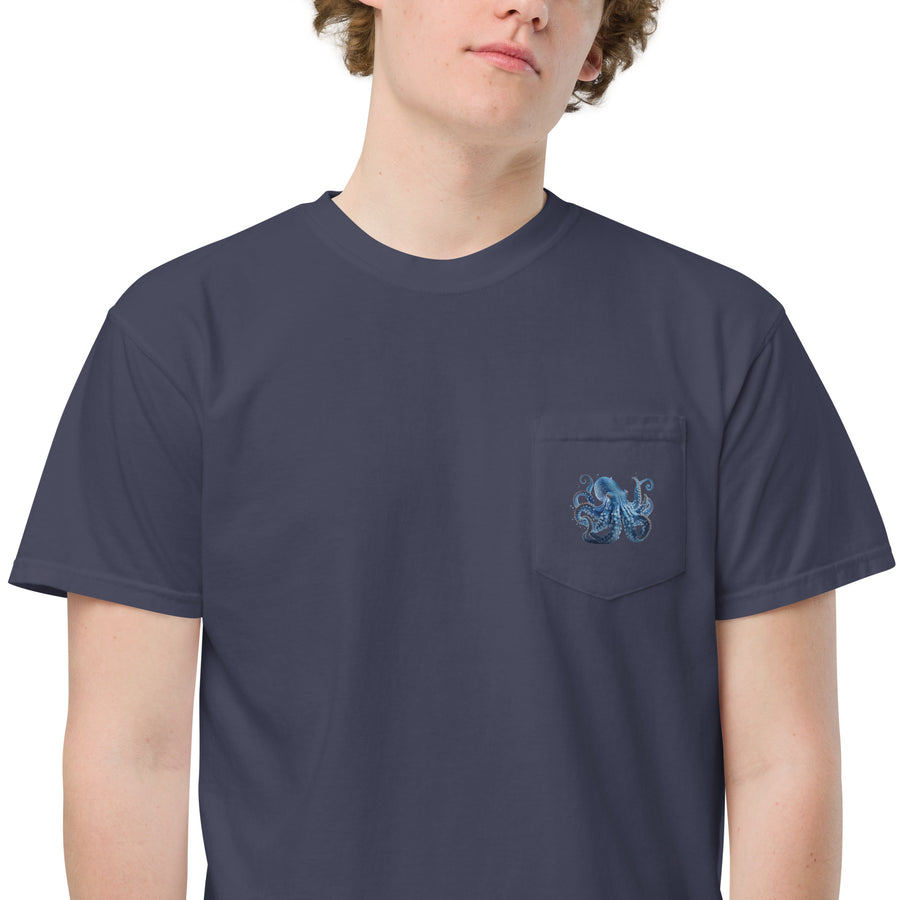 Blue Octopus Unisex garment-dyed pocket t-shirt