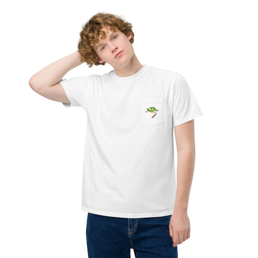 Green Sea Turtle Unisex garment-dyed pocket t-shirt