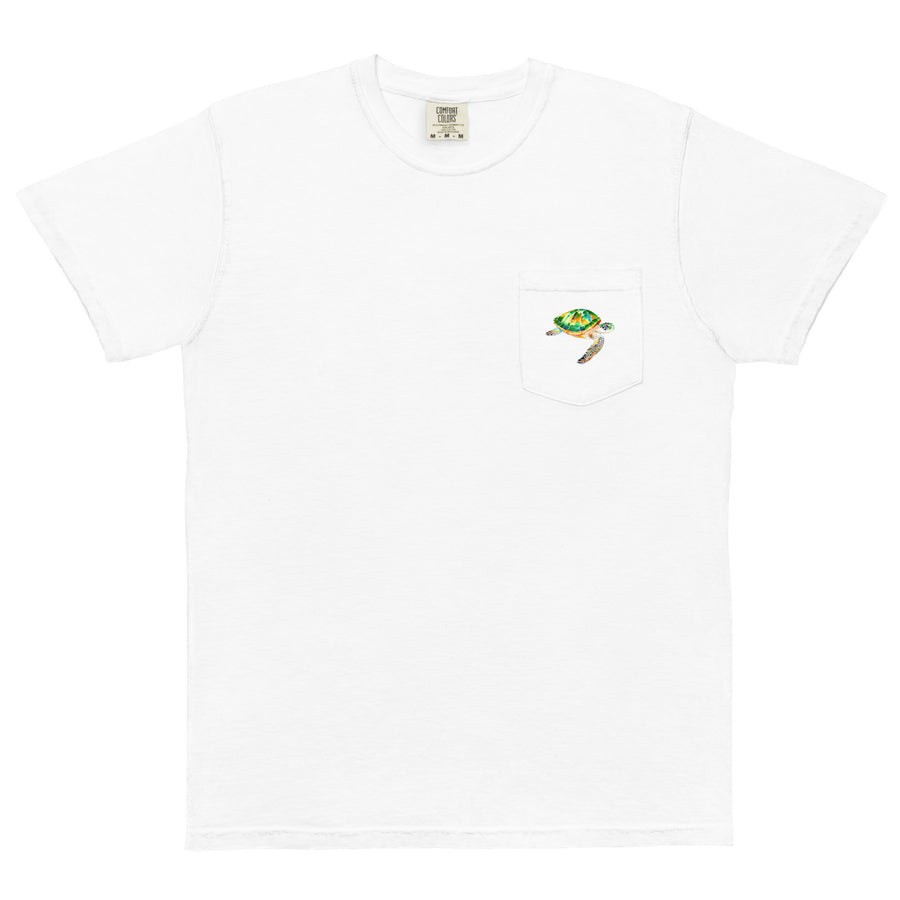 Green Sea Turtle Unisex garment-dyed pocket t-shirt