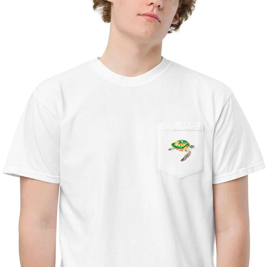 Green Sea Turtle Unisex garment-dyed pocket t-shirt