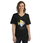 Monodactylus argenteus V-Neck T-Shirt – Silver Moony Fish Minimalist Marine Life Tee