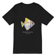 Monodactylus argenteus V-Neck T-Shirt – Silver Moony Fish Minimalist Marine Life Tee