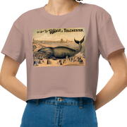 T-shirt with a Vintage Postcard Ad for a 'taxidermized' whale being used as a tourist attraction. Hazy Pink