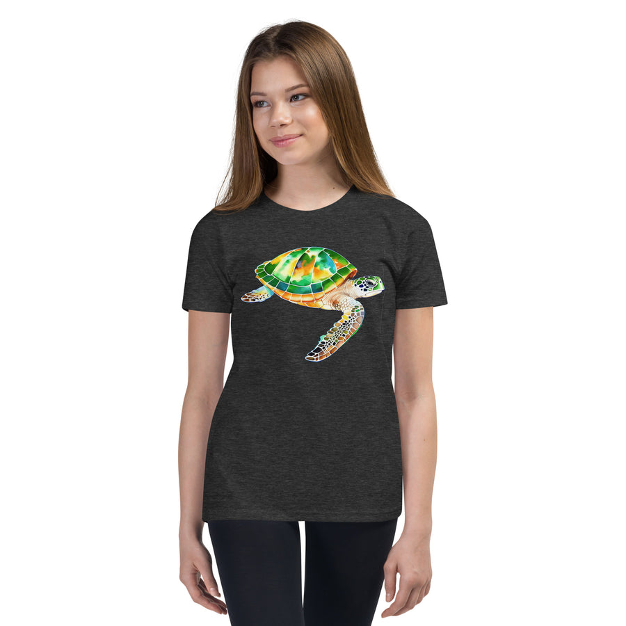Youth green sea turtle Short Sleeve T-Shirt